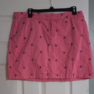 British Khaki Pink Mini Skirt with Navy Anchor Print